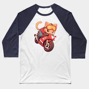 Cool cat riding motorbike Baseball T-Shirt